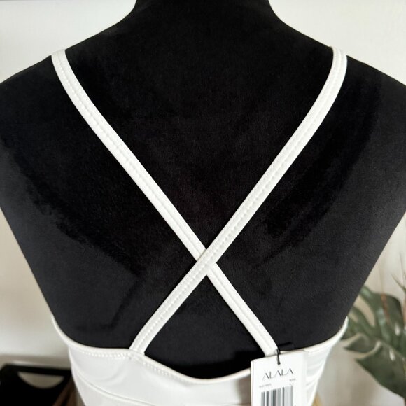 ALALA Women's Tie Bow Bra White Top Size Large Wireless Retail $85 - Picture 7 of 9